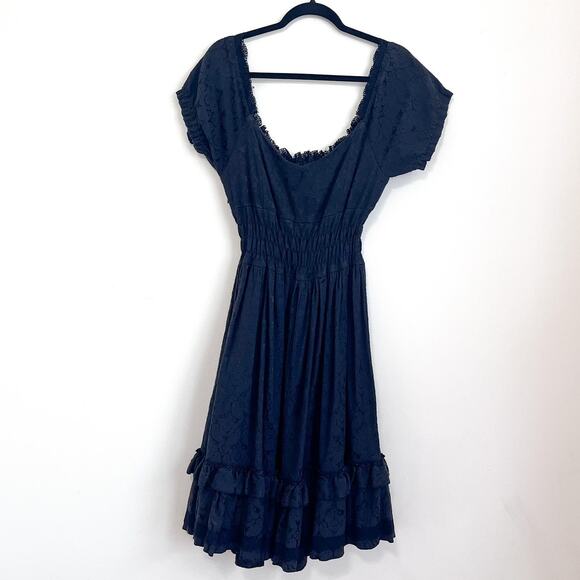 Victorian Milkmaid Whimsigoth Dress Size M Black Ren Faire Renaissance Ruffle - Picture 7 of 16